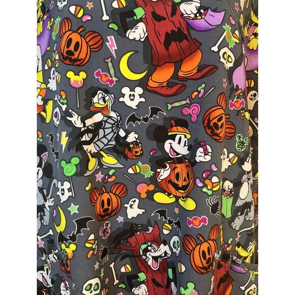 Disney Halloween Spooky Pumpkins Mickey & Minnie Squad Nurse Doctor Scrub Sz L - Picture 3 of 11
